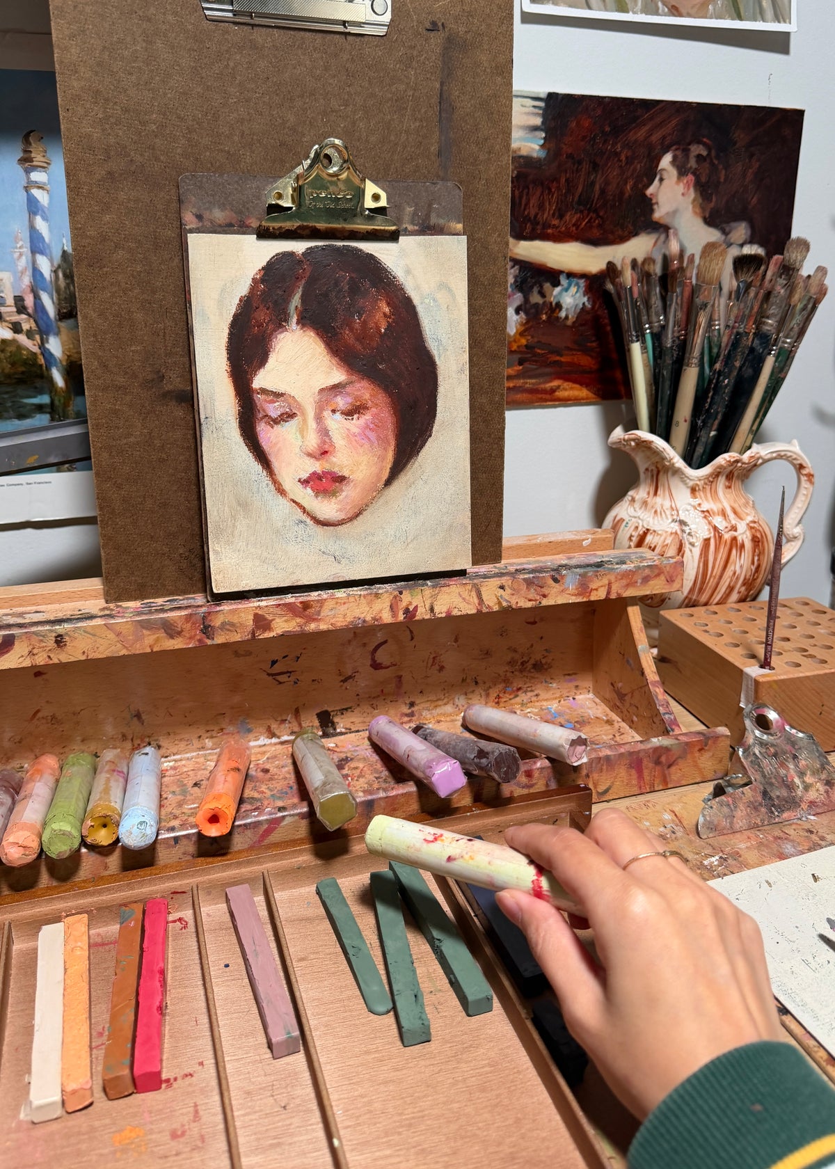 A portrait study with oil sticks