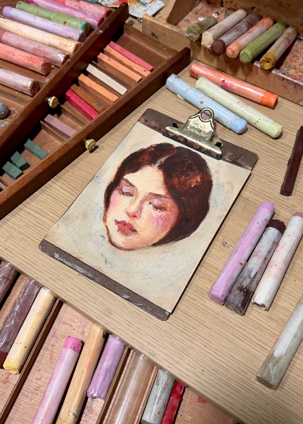 A portrait study with oil sticks