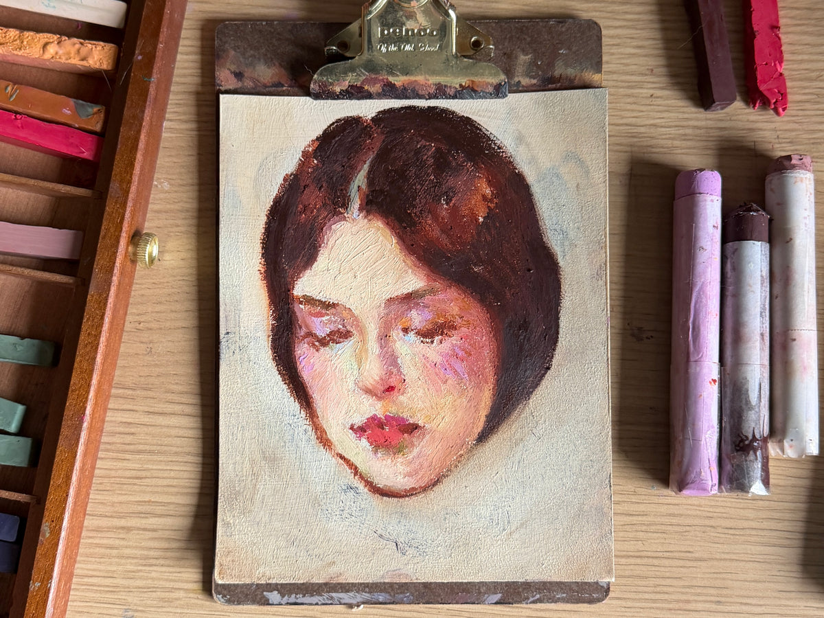 A portrait study with oil sticks